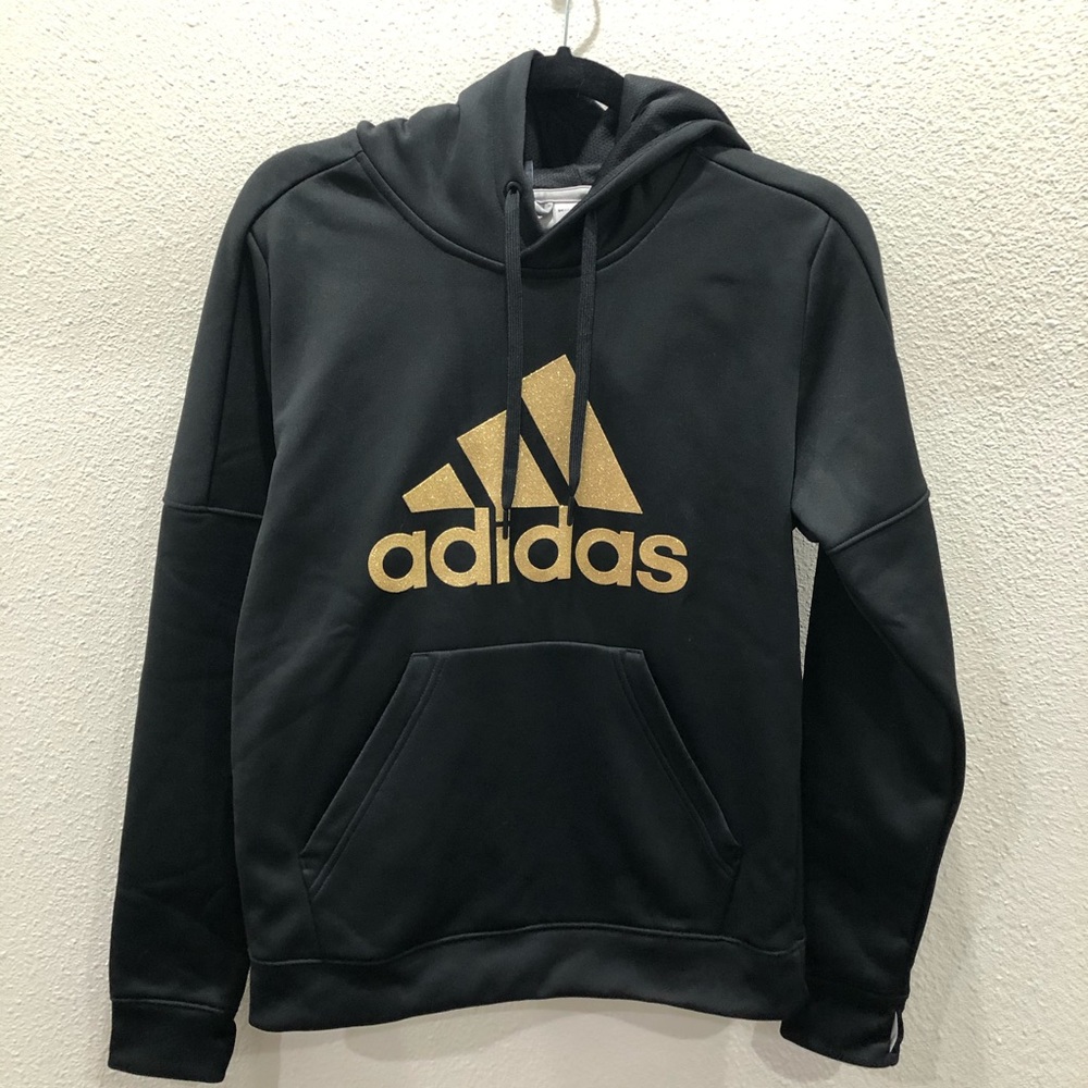 Adidas hoodie with gold letters